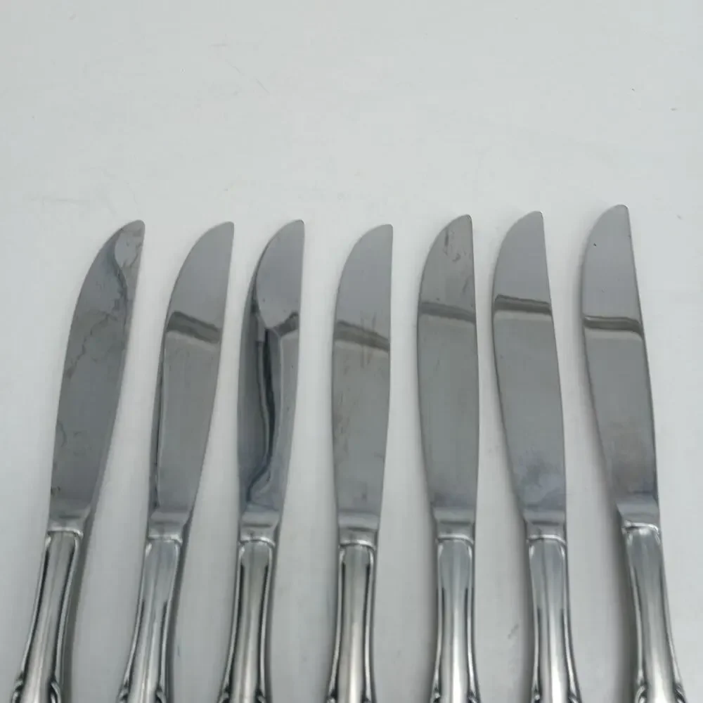 7X BK Vtg Noritake 18-8 Stainless Japan Sylvia Flatware Butter Knives Silverware